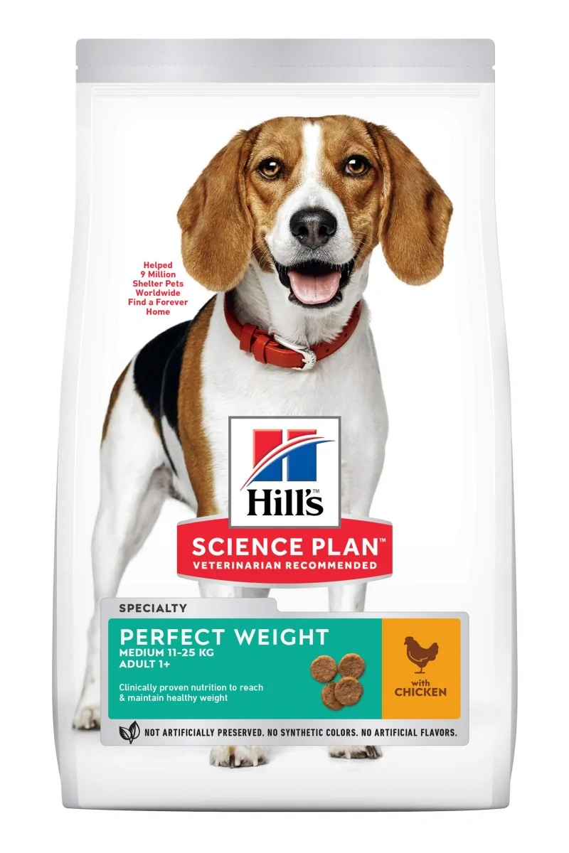 Dieta Proteinas Perro HillS Hsp Canine Adult Perfect Weight Medium Pollo 12Kg