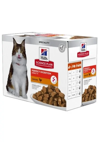 Dieta Proteinas Gato HillS Hsp Feline Adult Perfect Digestion Pollo 12X85Gr