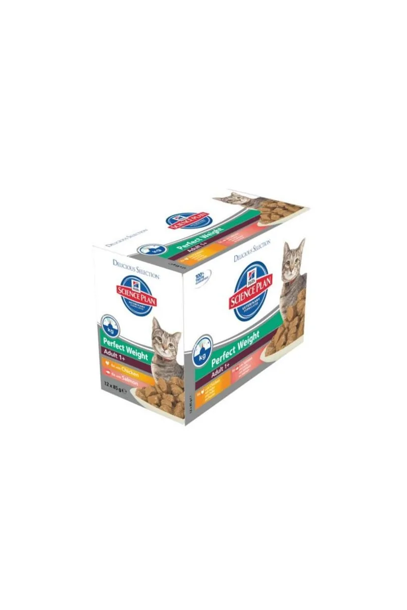 Dieta Proteinas Gato HillS Hsp Feline Perfect Weight Pollo Salmon Caja 12X85Gr