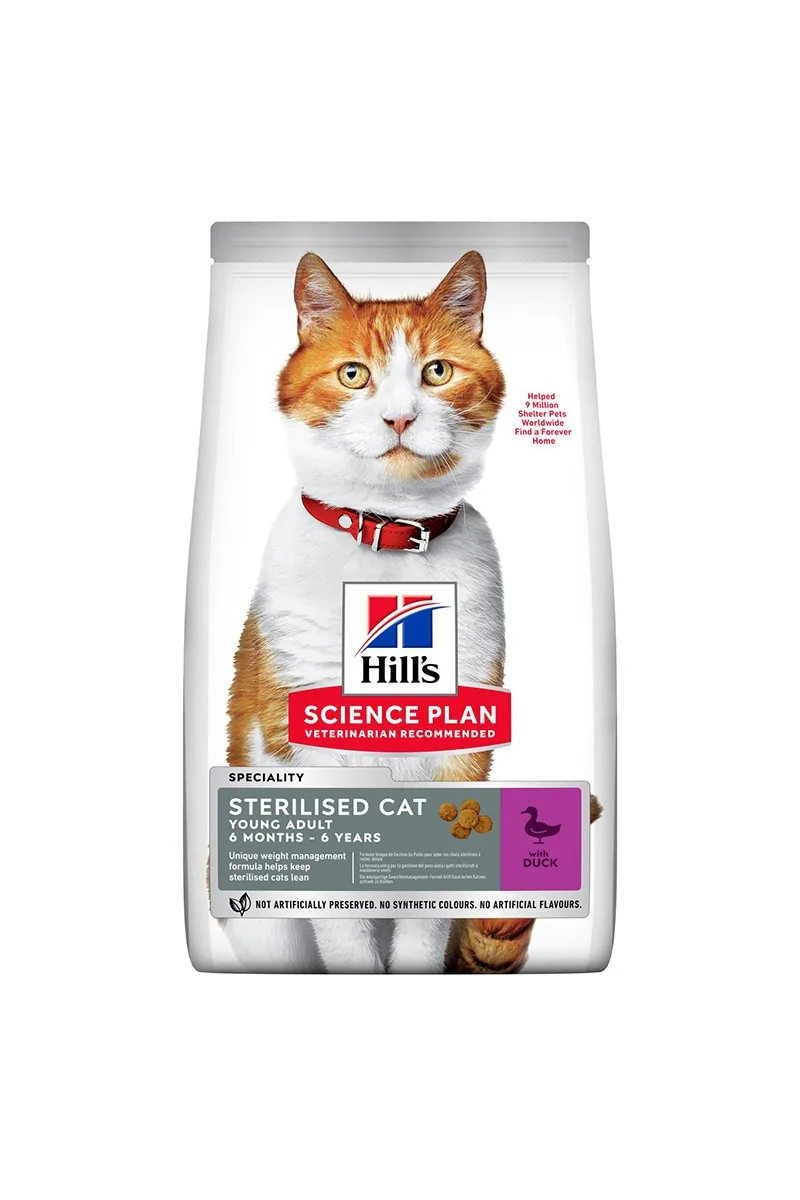 Dieta Proteinas Gato HillS Hsp Feline Young Adult Sterilised Pato 1,5Kg