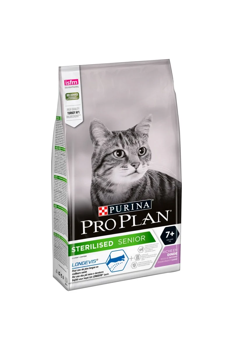 Dieta Natural Gato Pro Plan Feline Adult Sterilised +7 Pavo 1,5Kg