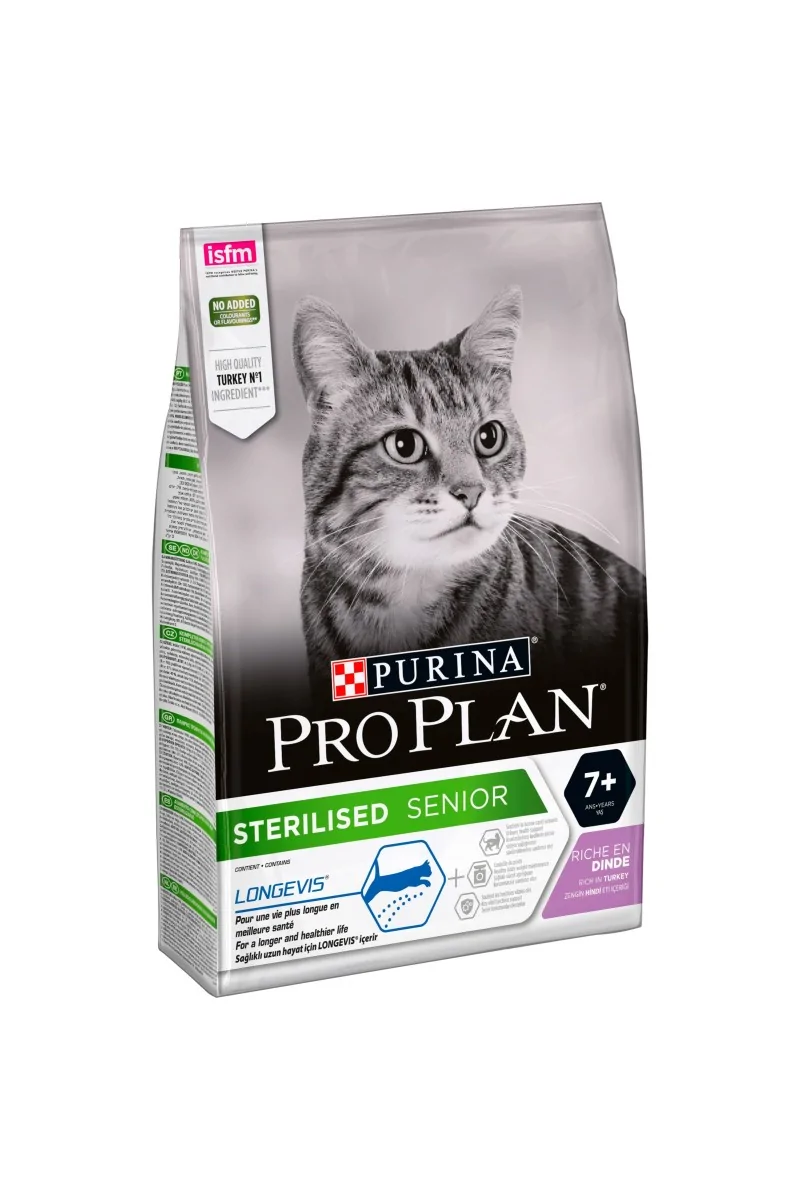 Dieta Natural Gato Pro Plan Feline Adult Sterilised +7 Pavo 3Kg