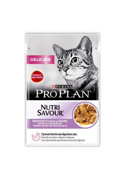 Dieta Natural Gato Pro Plan Feline Delicate Pavo 26X85Gr