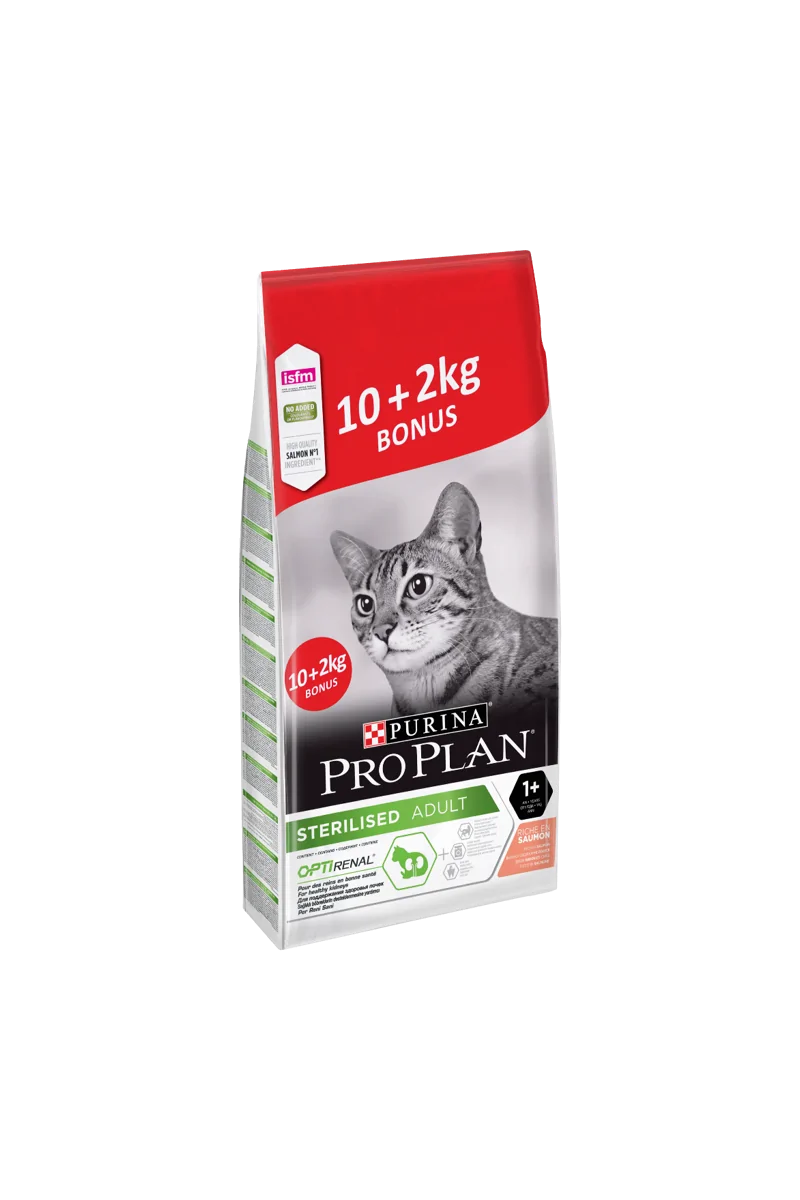 Dieta Natural Gato Pro Plan Feline Esterilizado Salmon 10Kg + 2Kg