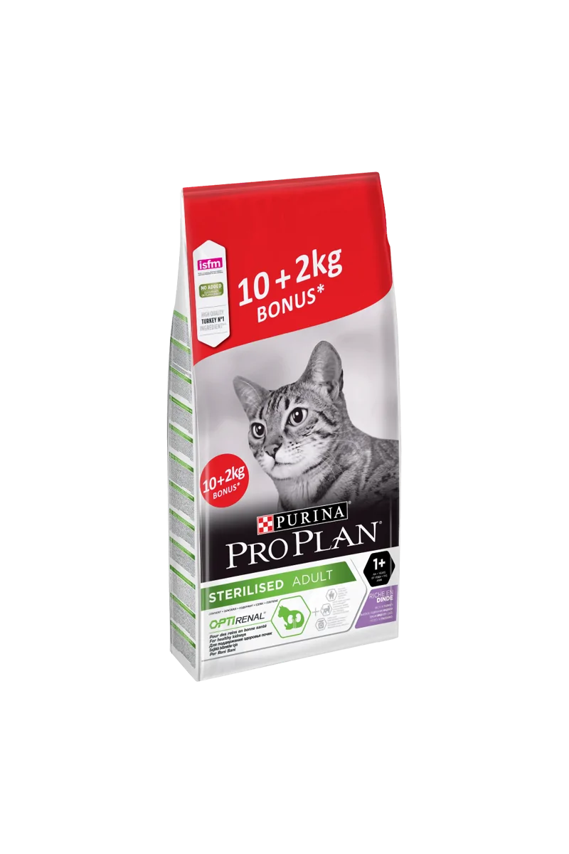 Dieta Natural Gato Pro Plan Feline Gato Esterilizado Pavo 10Kg + 2Kg