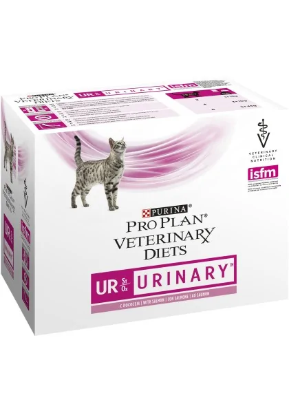 Dieta Natural Gato Pro Plan Vet Feline Ur Urinary Salmon Caja Pouch 10X85Gr