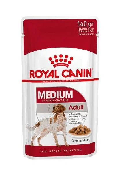 Comida Premium Pienso Perro Royal Canine Adult Medium Pouch Caja 10X140Gr