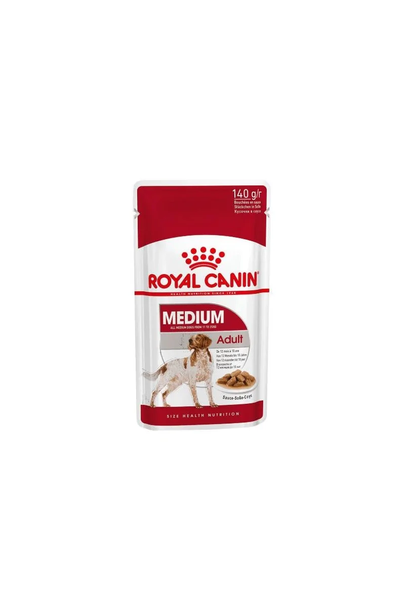 Comida Premium Pienso Perro Royal Canine Adult Medium Pouch Caja 10X140Gr