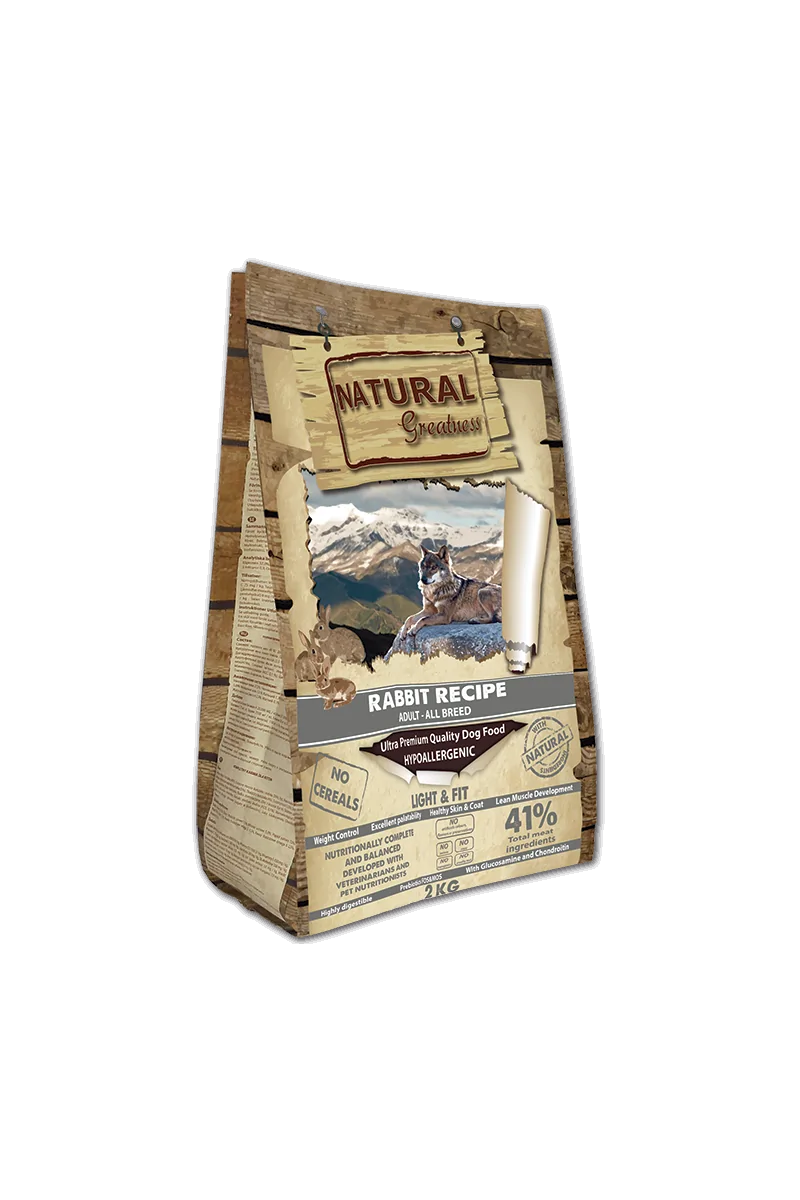 Pienso Natural Greatness Ultrapremium Perro Receta de Conejo - Light & Fit 2 kg