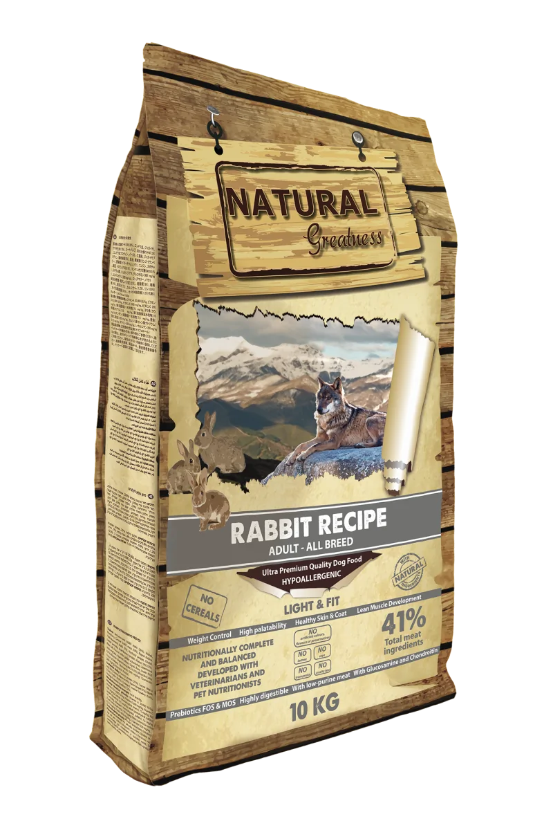 Pienso Natural Greatness Ultrapremium Perro Receta de Conejo - Light & Fit 10 kg