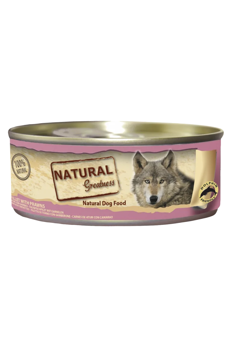 Comida Natural Greatness Perro Filete de Atún y Gambas 156 g