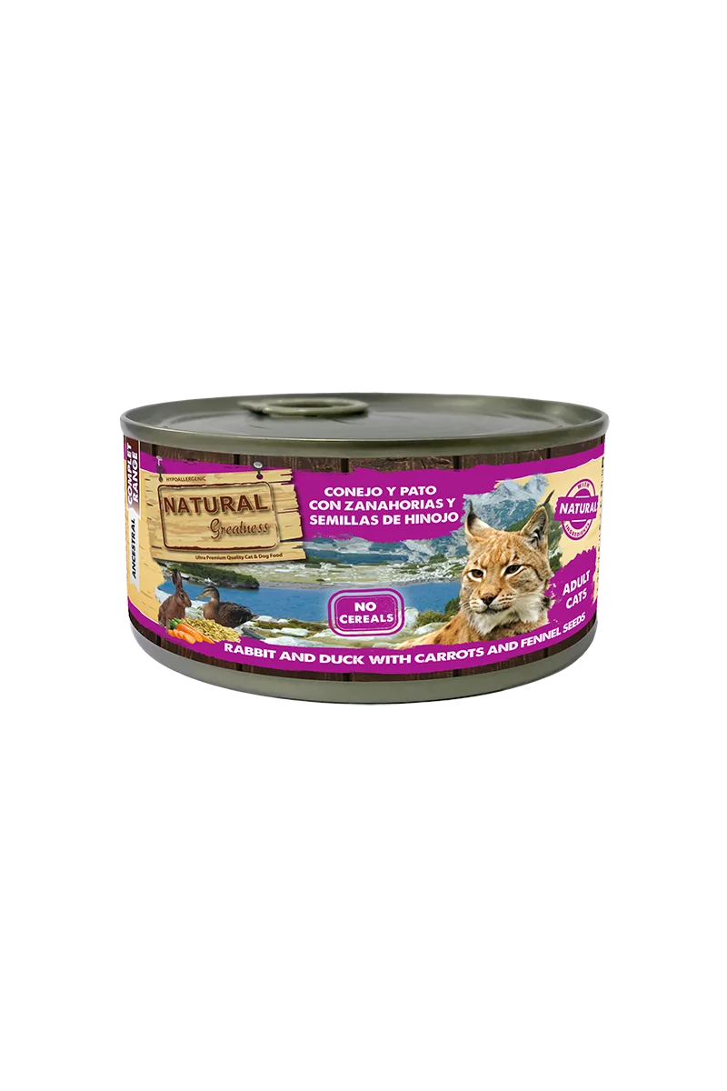 Comida Premium Para Gatos Con Conejo Pato y Zanahoria 185 g