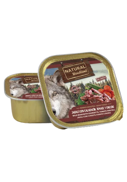 Comida Natural Woodland Perro Con Jabalí y Calabacin 150 g