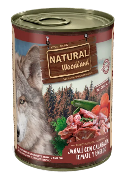 Comida Natural Woodland Perro Con Jabalí y Calabacin 400 g