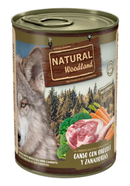 Comida Natural Woodland Perro Con Ganso y Brócoli 400 g