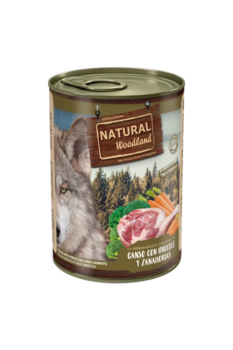 Comida Natural Woodland Perro Con Ganso y Brócoli 400 g