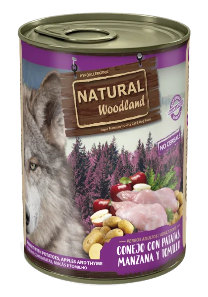 Comida Natural Woodland Perro Con Conejo y Patatas 400 g