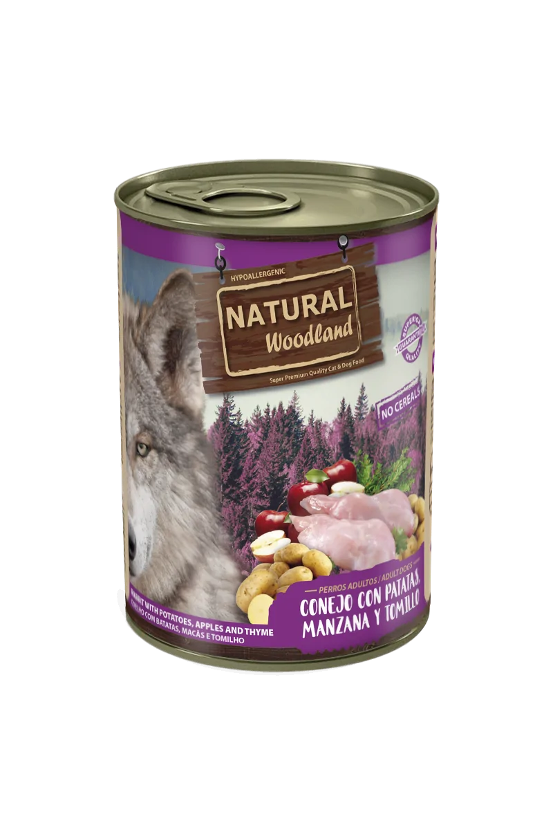 Comida Natural Woodland Perro Con Conejo y Patatas 400 g