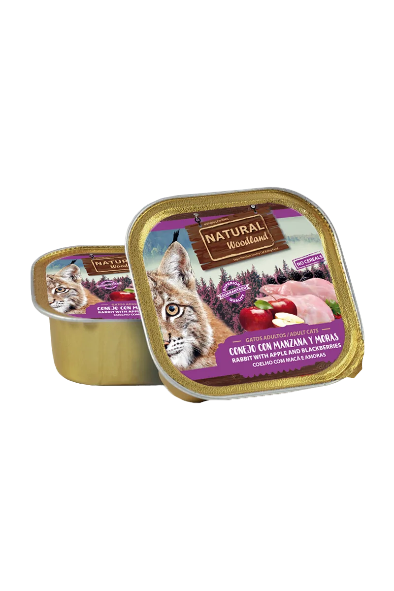 Comida Natural Gatos Adultos Con Conejo y Manzanas 100 g