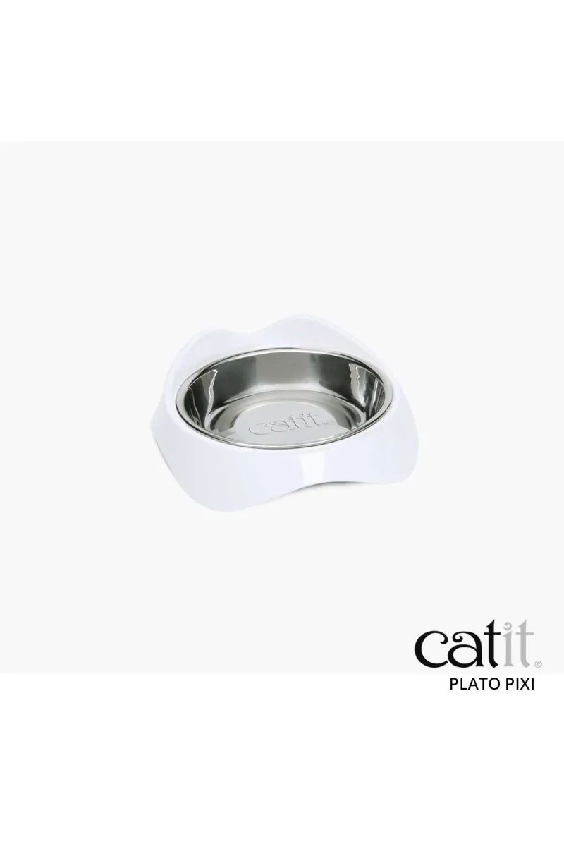 Comedor Comida Húmeda Gatos Catit PIXI Comedero, Blanco