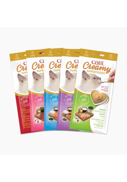 Comida Húmeda Gatos Catit Creamy Superfood Atún Coco Wakame 4x10g Atún,Coco