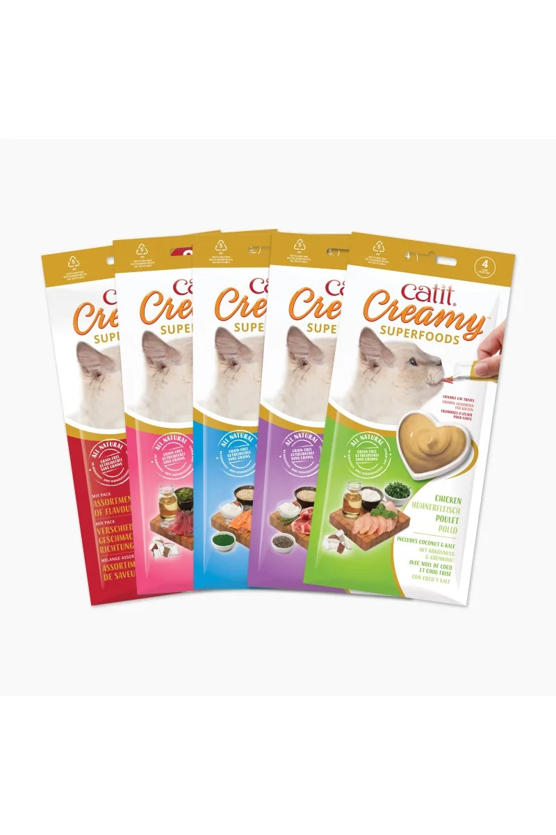 Comida Húmeda Gatos Catit Creamy Superfood Atún Coco Wakame 4x10g Atún,Coco