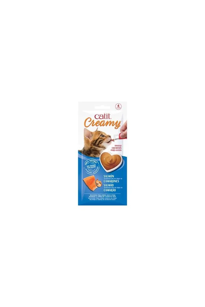 Comida Húmeda Gatos Catit Creamy Salmón Gambas 4x10g Salmón,Gambas