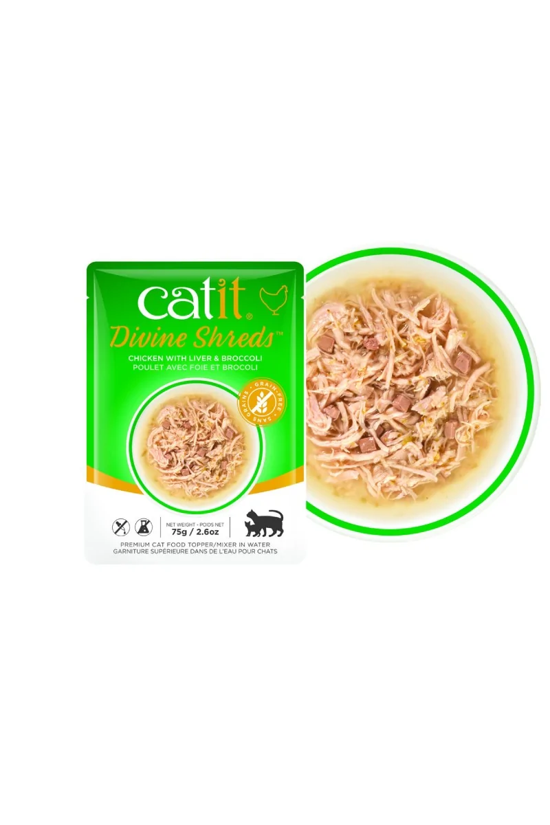 Comida Húmeda Gatos Catit DivineShreds Sopa Pollo Hígado Brócoli 75g