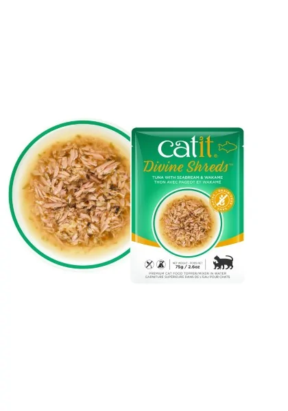 Comida Húmeda Gatos Catit DivineShreds Sopa Atún Dorada Wakame 75g