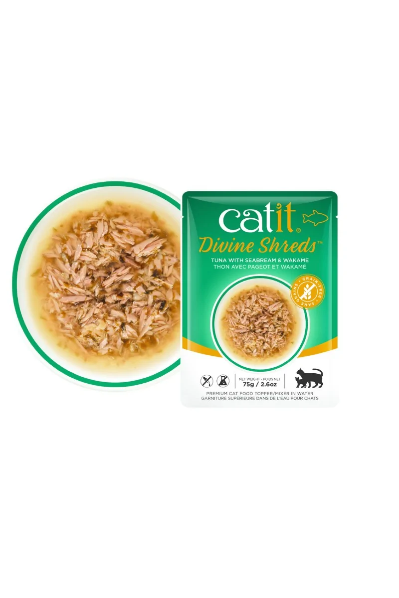 Comida Húmeda Gatos Catit DivineShreds Sopa Atún Dorada Wakame 75g