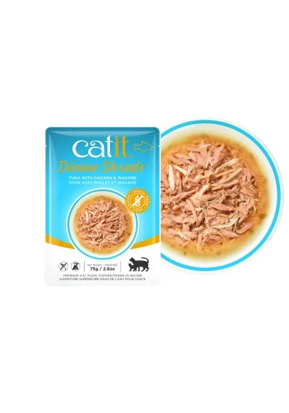 Comida Húmeda Gatos Catit DivineShreds Sopa Atún Pollo Wakame 75g