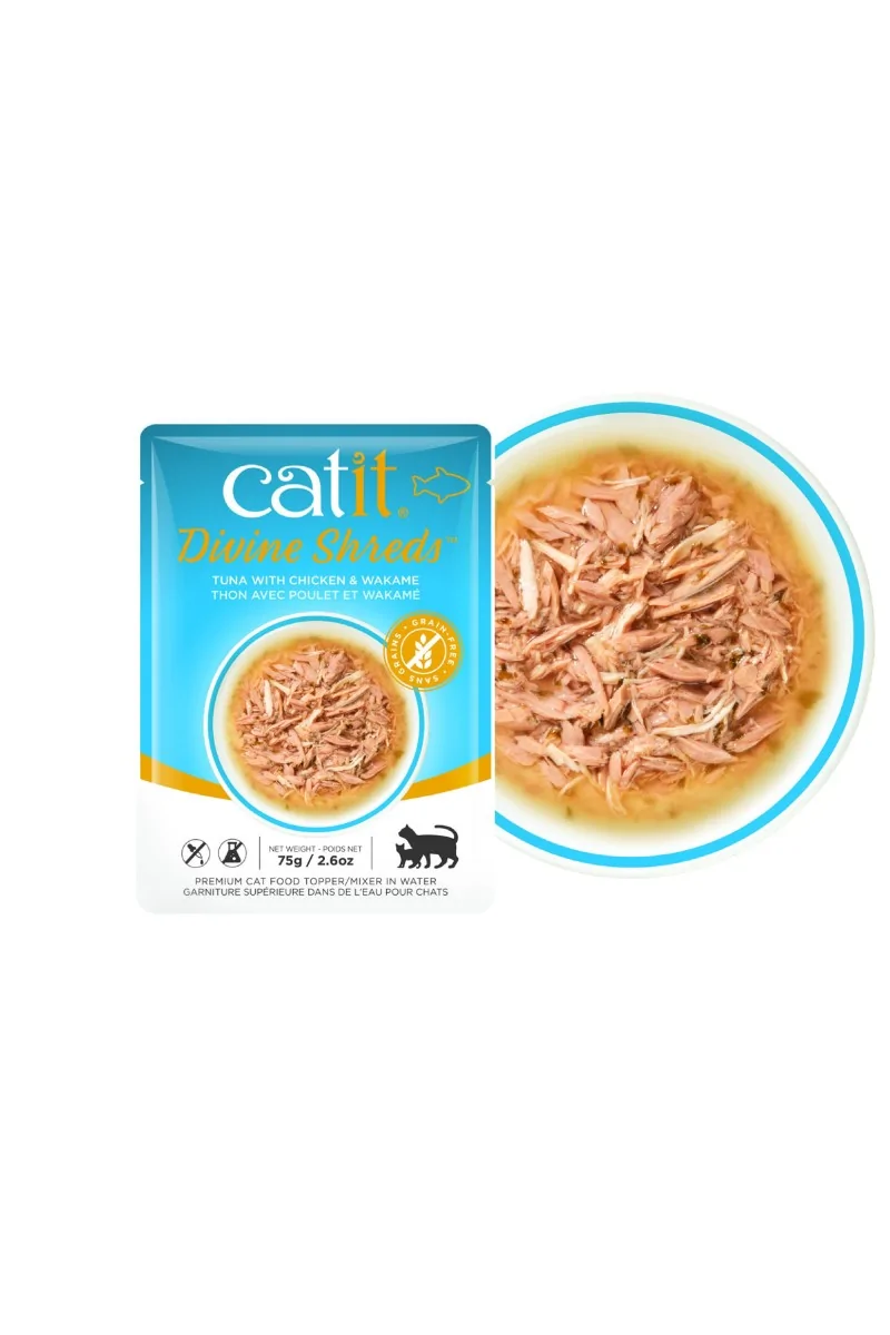 Comida Húmeda Gatos Catit DivineShreds Sopa Atún Pollo Wakame 75g