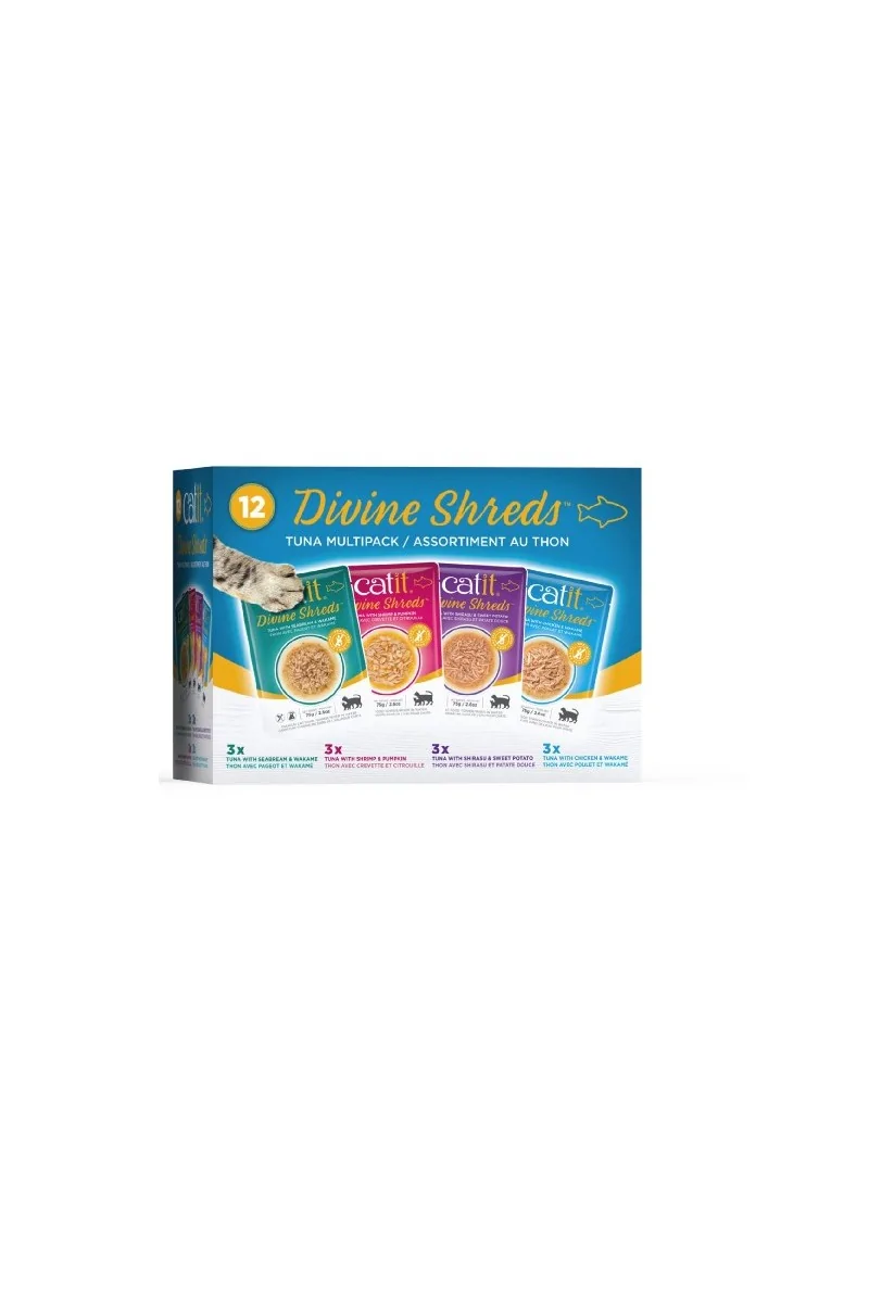 Comida Húmeda Gatos Catit Divine Shreds Sopa Atún Multipack 12x75g