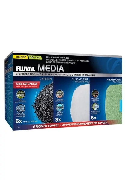 Filtros Acuario Fluval 107/207 Pack Cargas 6 Meses