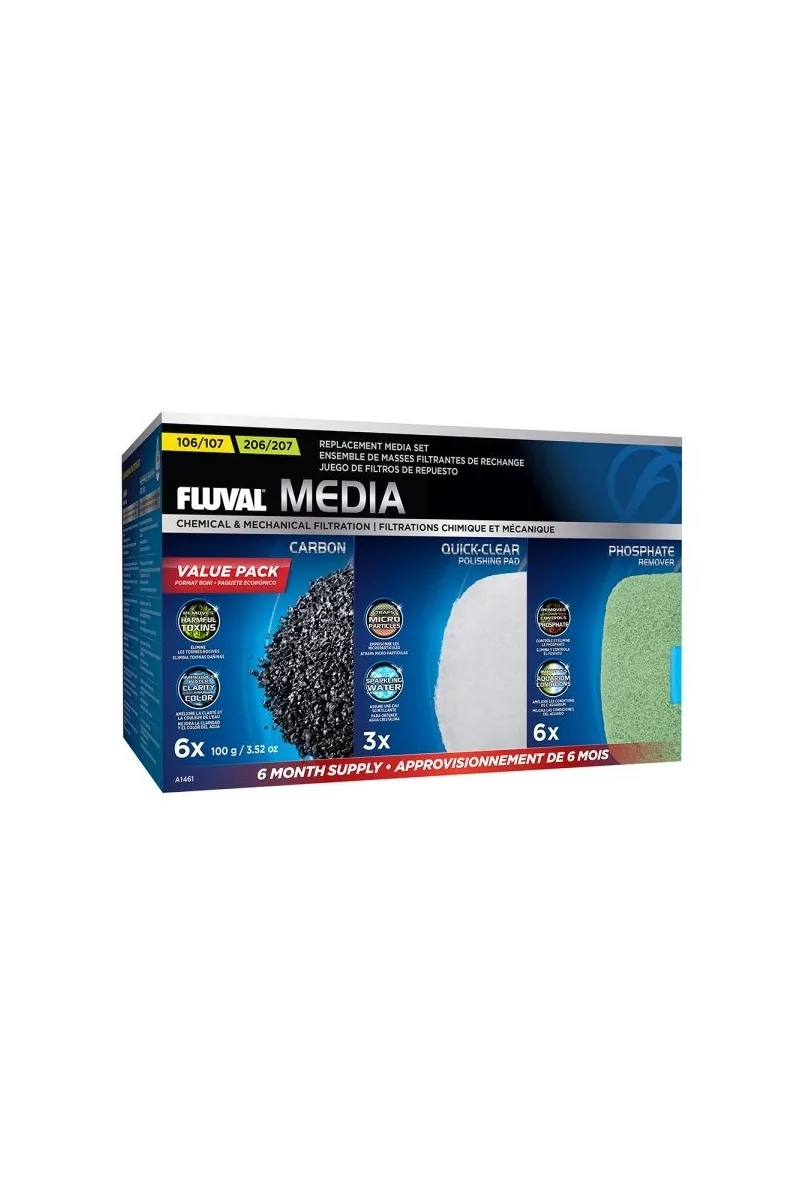 Filtros Acuario Fluval 107/207 Pack Cargas 6 Meses