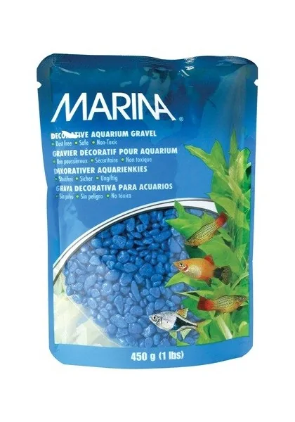 Decoración Acuario Marina Grava Azul Oscuro 450G