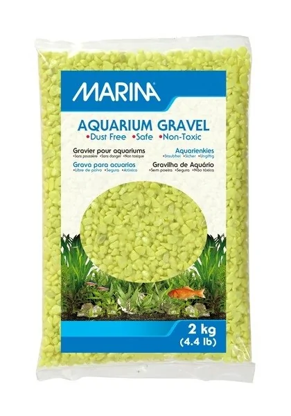 Decoración Acuario Marina Grava Verde/Amarillo 2Kg