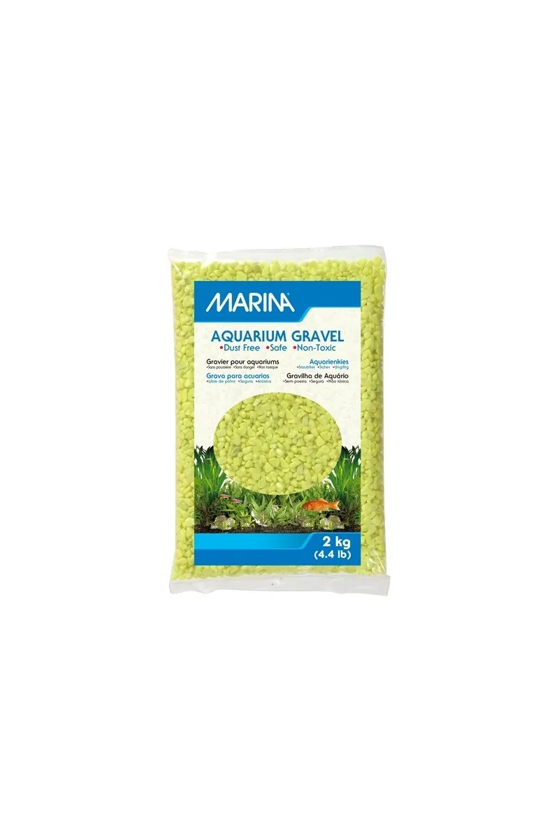 Decoración Acuario Marina Grava Verde/Amarillo 2Kg