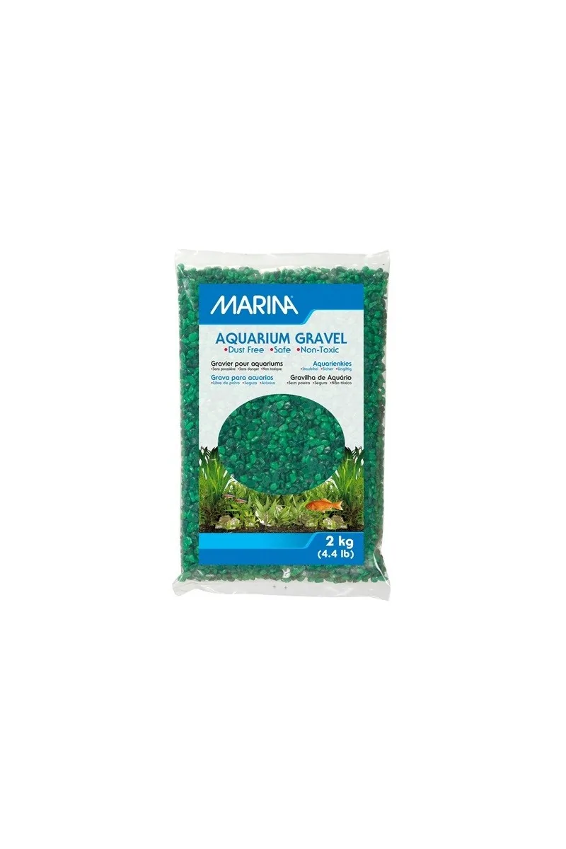 Decoración Acuario Marina Grava Verde Varios Tonos 2Kg