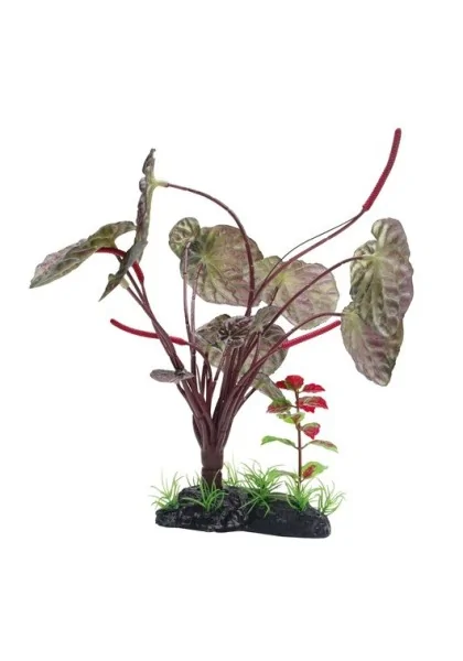 Decoración Acuario Fluval Decor Lotus Rojo Sobre Piedra Gde. 25 Cm