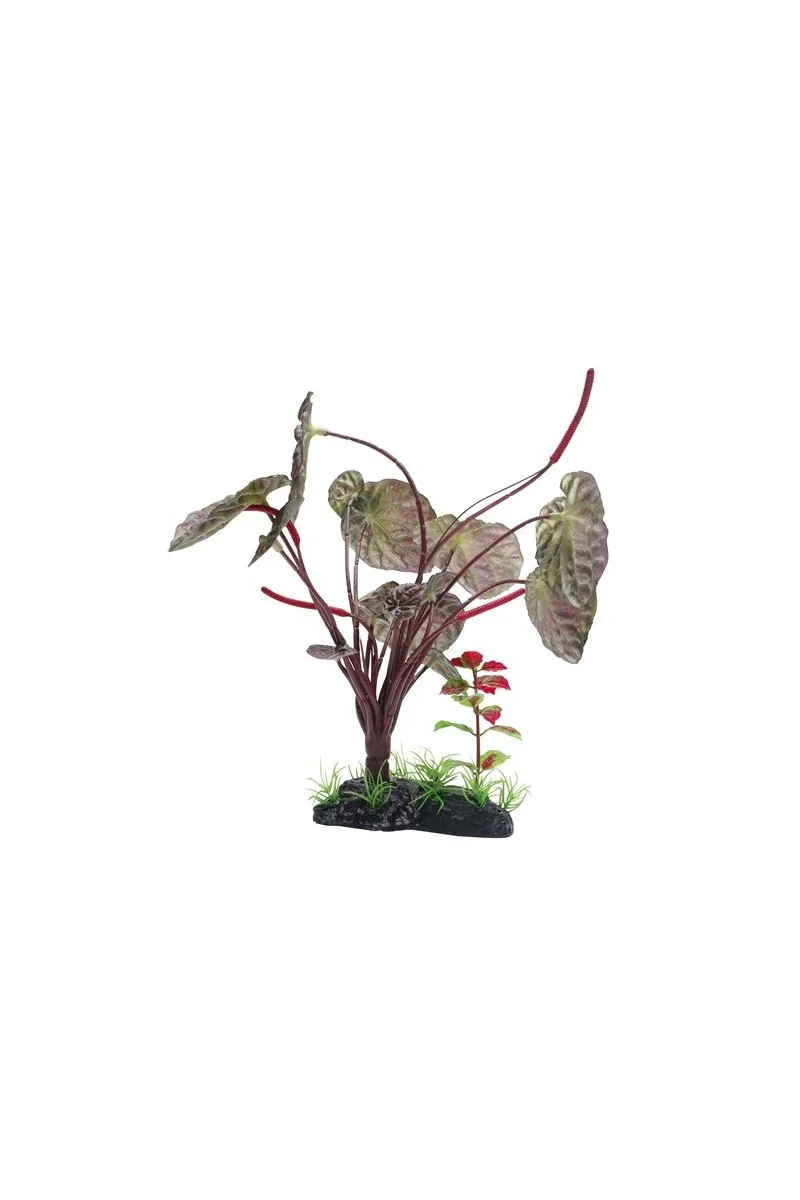 Decoración Acuario Fluval Decor Lotus Rojo Sobre Piedra Gde. 25 Cm