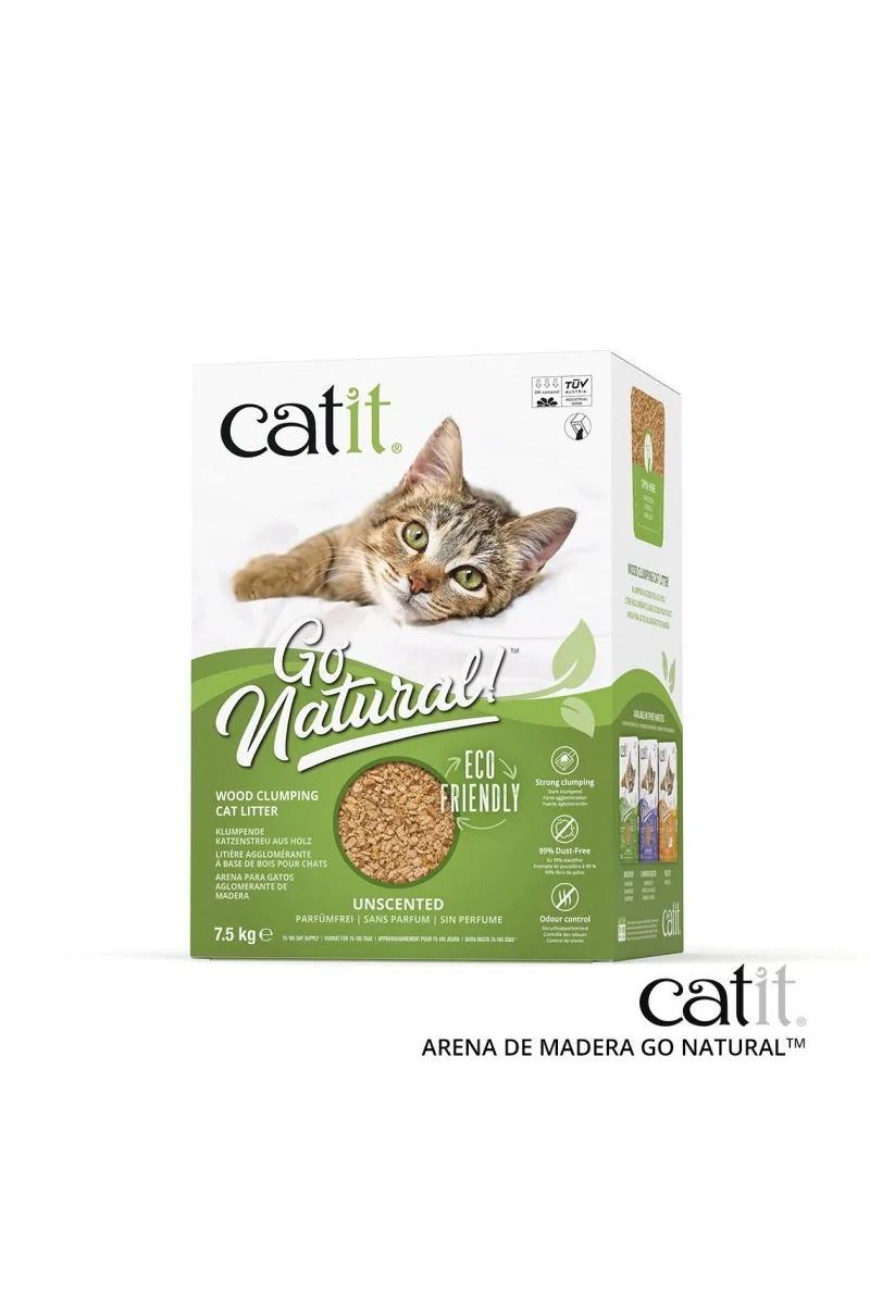 Gestión De Residuos Gatos Catit Go Natural! Arena Madera Natural Caja 15L