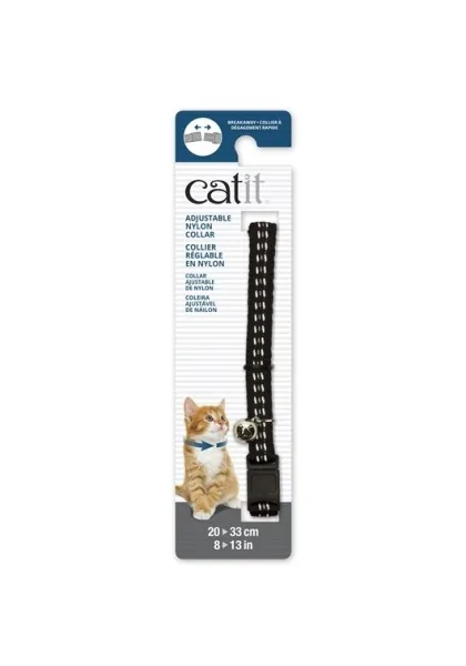 Transporte Gatos Catit Collar Breakaway Reflectante Negro 4,7x1,2x18,1