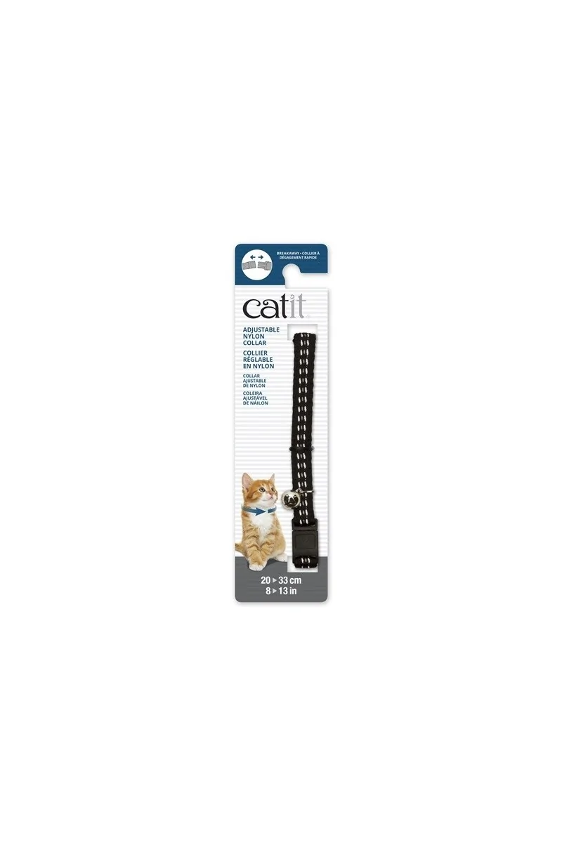 Transporte Gatos Catit Collar Breakaway Reflectante Negro 4,7x1,2x18,1