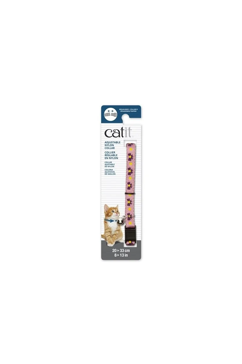 Transporte Gatos Catit Collar Breakaway Rosa Con Lazos Morados 4,7x1,2x18,1