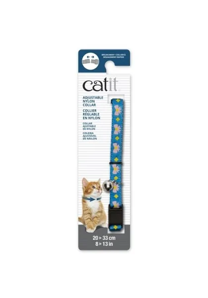 Transporte Gatos Catit Collar Breakaway Azul Con Lazos Rosas  4,7x1,2x18,1