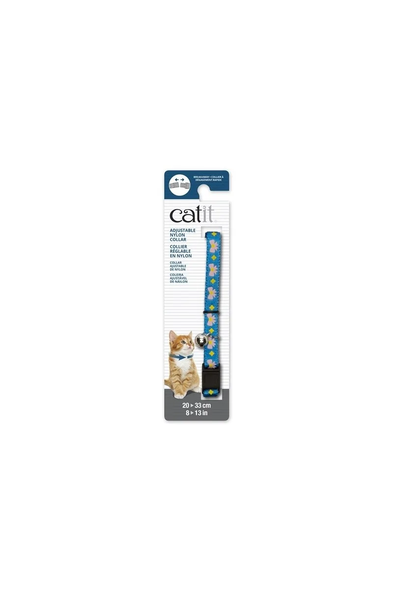 Transporte Gatos Catit Collar Breakaway Azul Con Lazos Rosas  4,7x1,2x18,1