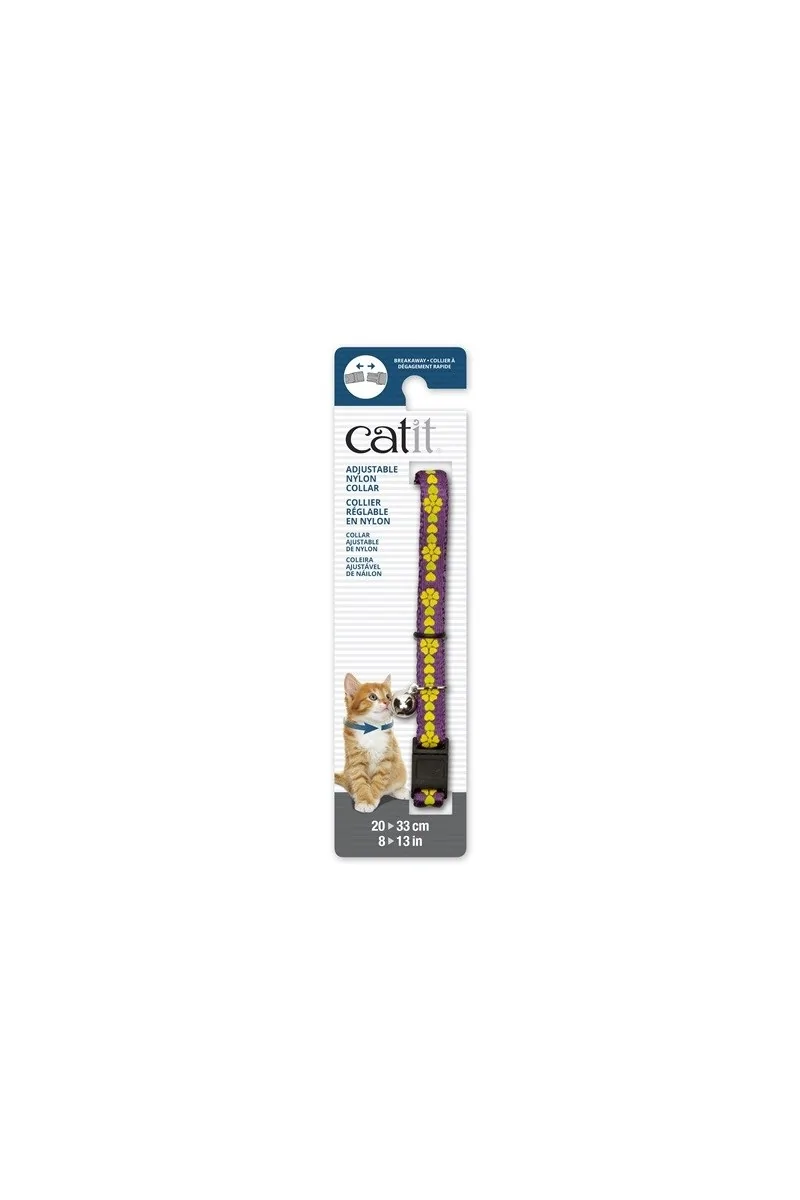 Transporte Gatos Catit Collar Breakaway Morado Con Flores 4,7x1,2x18,1