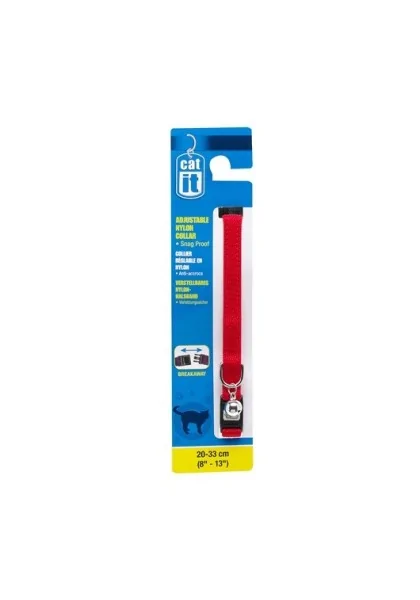 Transporte Gatos Catit Collar Breakaway Unicolor Rojo 4,7x1,1x18,1