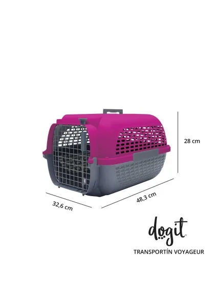 Transporte Perros Dogit Pet Voyageur Peq. Fucsia Gris 49,53x31,5x18,03